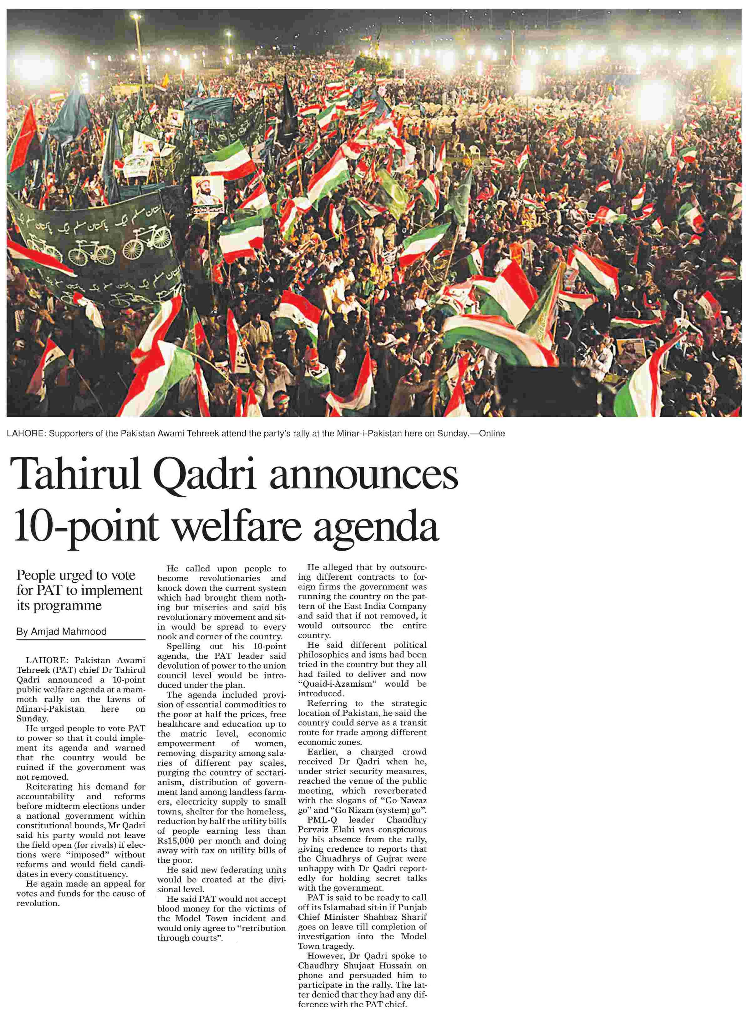 Minhaj-ul-Quran  Print Media Coverage Daily Dawn